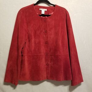 Pursuits Ltd 16W Jacket Suede Leather Button Up Red Lined Lightweight Western